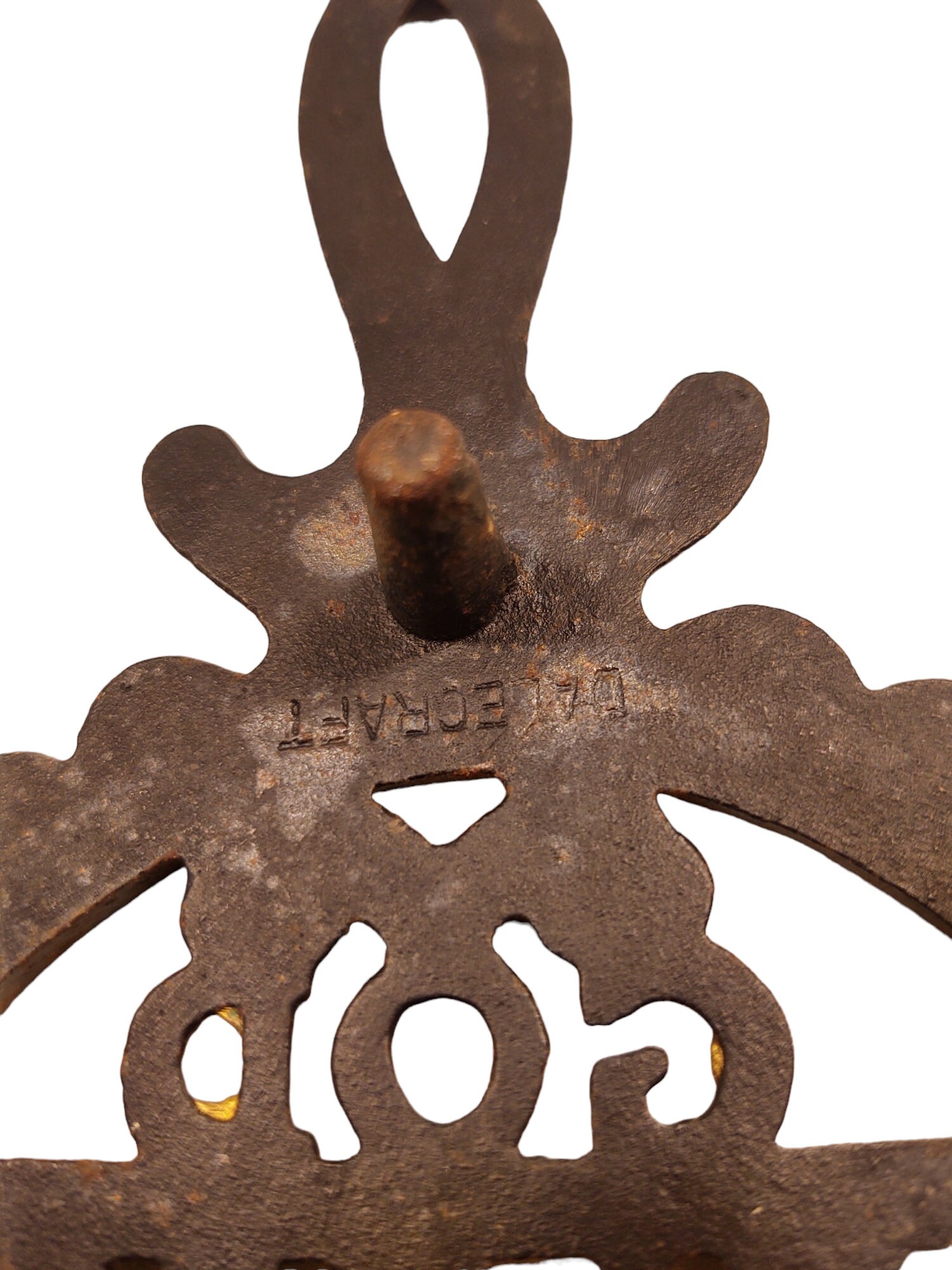 Ancien Dessous De Plat En Céramique De Rousies Et Fer Forgé - Décoratif "Que Dieu Bénisse"