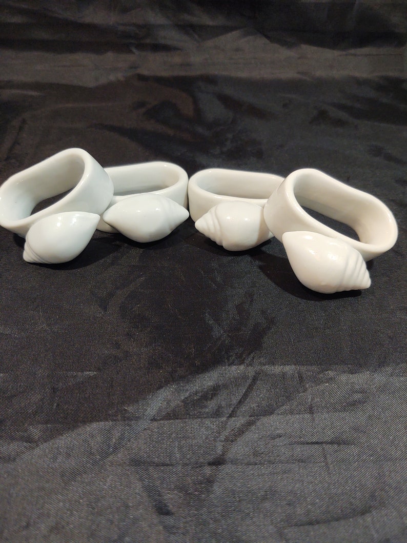 White Sea Shell Napkin Rings, Set of 4 - Etsy