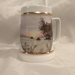 Castel Haviland SA Limoges Porcelain Beer Stein with St. Bart's Bay Scene