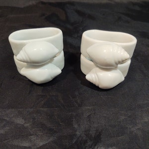 White Sea Shell Napkin Rings, Set of 4