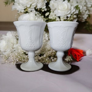 Vintage Kolonie Ernte Milch Glas Wasserkelche, 2er-Set