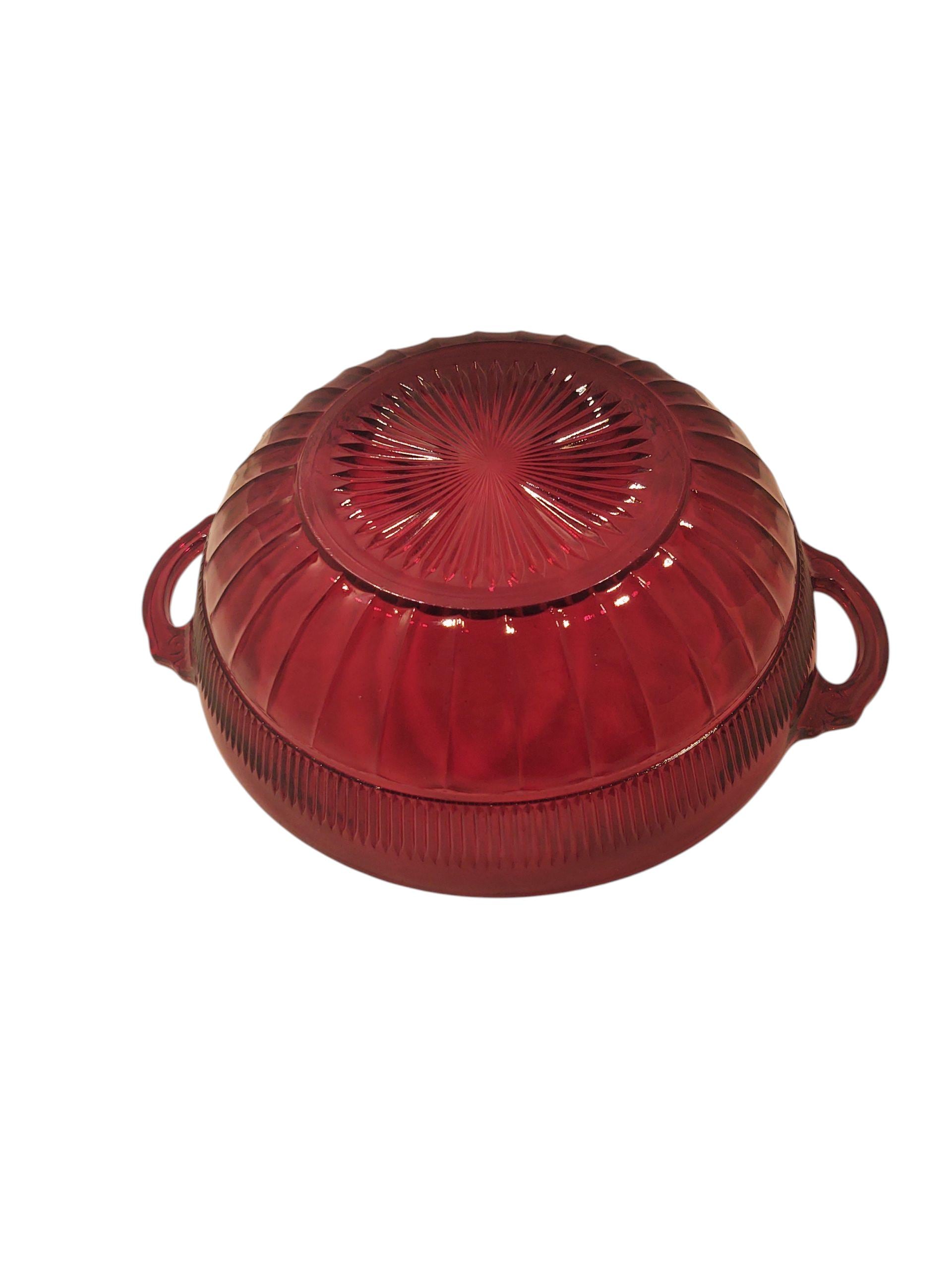 Vintage Anchor Hocking Coronation Fruit/berry Bowl Set in Ruby Red