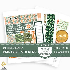 KIT 188_2025, Kit imprimable de mars pour agenda papier prune A5, 7x9, 8,5x11, fichiers PDF, Cricut (png), Silhouette.
