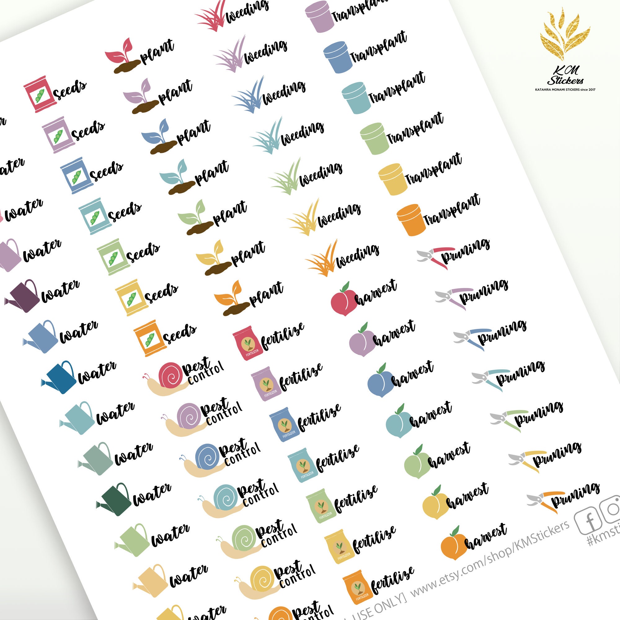 Mini pegatinas de jardinería imprimibles tamaño regular y de | Etsy