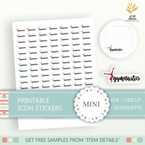 Printable Mini Gymnastics Stickers Planner Stickers Gym | Etsy