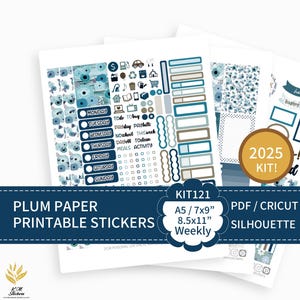 KIT 121_2025, Kit hebdomadaire imprimable en format A5, 7x9, 8,5x11 papier prune, vertical, VP et quotidien, fichiers PDF, Cricut (png), Silhouette.