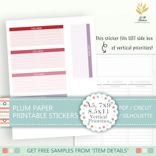 Printable Monthly Full Box Stickers A5 7x9 8.5x11 Plum - Etsy