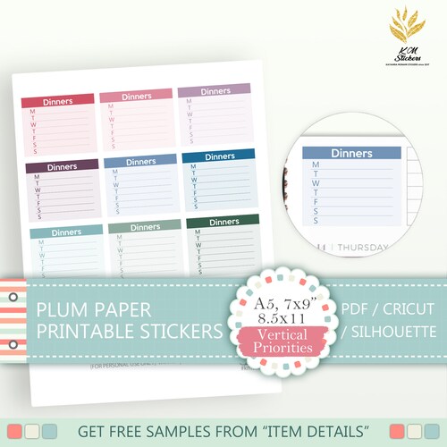 Printable Monthly Full Box Stickers A5 7x9 8.5x11 Plum - Etsy