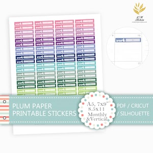 Printable Work Time Stickers, A5, 7x9, 8.5x11 Monthly and Vertical Plum Paper (cat#pp_f2.24)