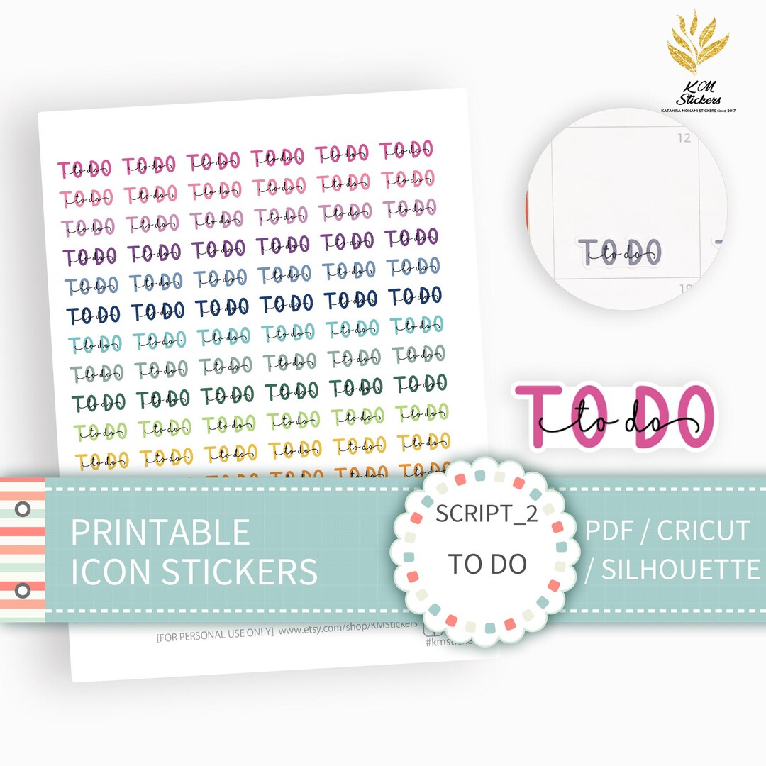 To Do Sticker Printable Header Script Stickers(to DO), Planner Stickers, Chores ...