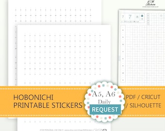 Adesivos HOBONICHI A5, A6 para impressão DIÁRIOS, 6h-3h, 8h-22h (cat# hobodaily_j2.6.1)