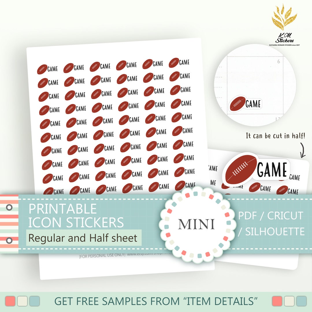 Printable Mini Football Game Stickersregular and Half Sheet - Etsy