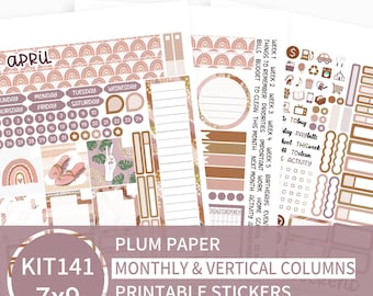 KIT 141_2026, Kit de abril imprimível para planner de papel Plum 7x9, PDF, Cricut (png), arquivos Silhouette.