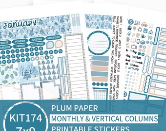 KIT 174_2026, Kit de Janeiro Imprimível para Agenda Plum Paper 7x9, Arquivos PDF, Cricut (png), Silhouette.