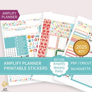 AMPLIFY - KIT 195, Kit hebdomadaire imprimable pour planificateur Amplify horizontal et vertical, autocollants de planificateur, fichiers PDF, Cricut (png), Silhouette.