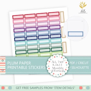 PAPIER PRUNE - Autocollants imprimables mensuels et verticaux pour boîtes, A5, 7x9, 8,5x11, autocollants de planificateur, (#pp_a8.12_rainbow)