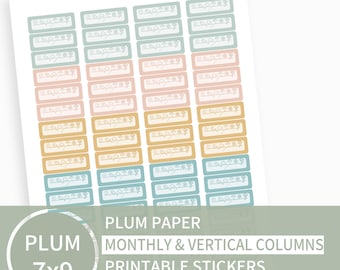 Adesivos imprimíveis para quadro de previsão do tempo, mensais e verticais, em papel Plum Paper 7x9, adesivos para planner (#pp_c10.1)