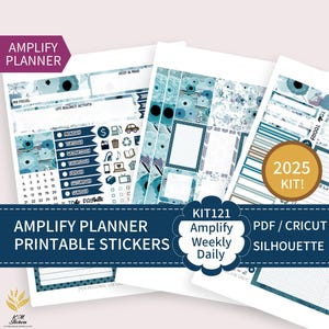 AMPLIFY - KIT 121, Kit hebdomadaire imprimable pour planificateur Amplify horizontal et vertical, autocollants de planificateur, fichiers PDF, Cricut (png), Silhouette.