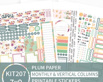 KIT 207_2026, Kit de abril imprimível para planner de papel Plum 7x9, PDF, Cricut (png), arquivos Silhouette.