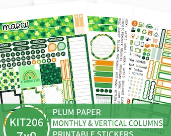 KIT 206_2026, Kit de março imprimível para planner de papel Plum 7x9, PDF, Cricut (png), arquivos Silhouette.