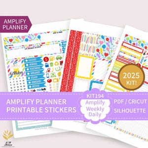 AMPLIFY - KIT 194, Kit hebdomadaire imprimable pour planificateur Amplify horizontal et vertical, autocollants de planificateur, fichiers PDF, Cricut (png), Silhouette.