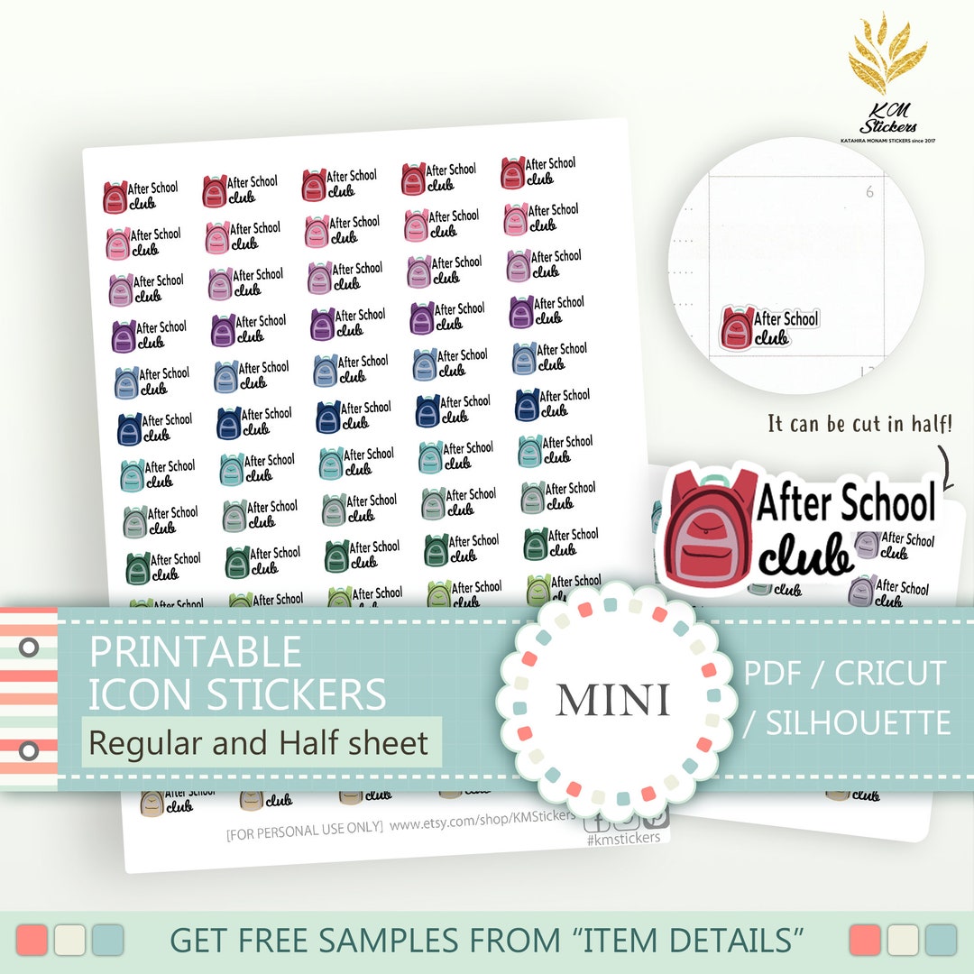 After School Routine Stickers Printable Mini After School Club Stickers(regular and Half Sheet Size ...