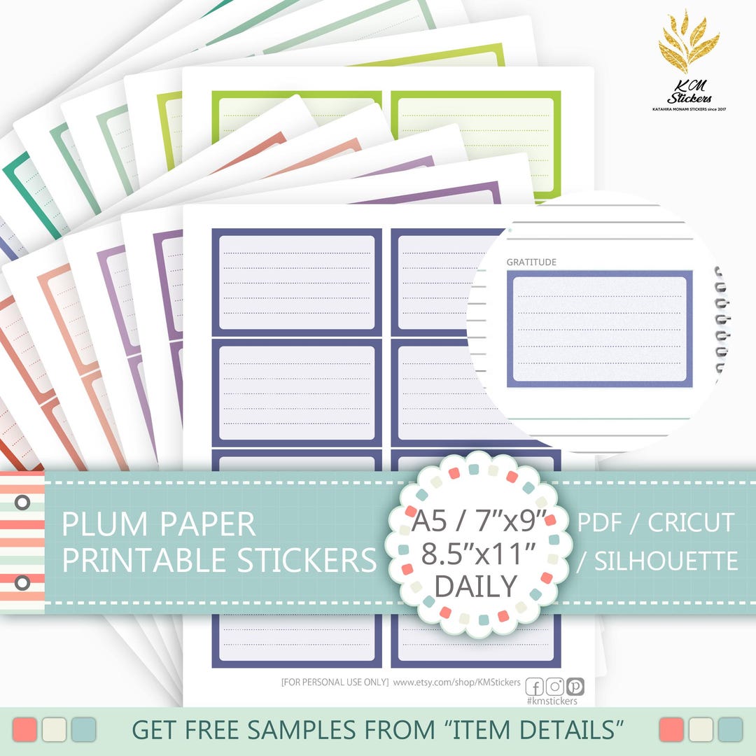 PLUM PAPER- Printable Daily Box Stickers, A5, 7x9, 8.5x11, Planner ...