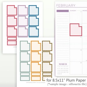 Printable Monthly Full Box Stickers, A5, 7x9, 8.5x11 Plum Paper catpp ...