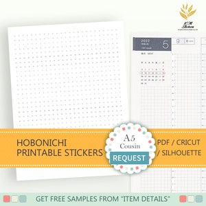 Adesivos HOBONICHI A5 COUSIN Time Strip para impressão, 5h-4h (cat# hobo_j2.6.1)