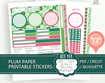 KIT 151, Printable Monthly Highlights Kit Version 2.0 for A5, 7x9, 8.5x11 Plum Paper Planner