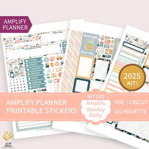 AMPLIFY - KIT 192, Kit hebdomadaire imprimable pour planificateur Amplify horizontal et vertical, autocollants de planificateur, fichiers PDF, Cricut (png), Silhouette.