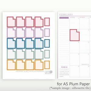 Printable Monthly Full Box Stickers, A5, 7x9, 8.5x11 Plum Paper catpp ...