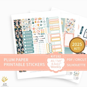 KIT 192_2025, Kit hebdomadaire imprimable en format A5, 7x9, 8,5x11 papier prune, vertical, VP et quotidien, fichiers PDF, Cricut (png), Silhouette.
