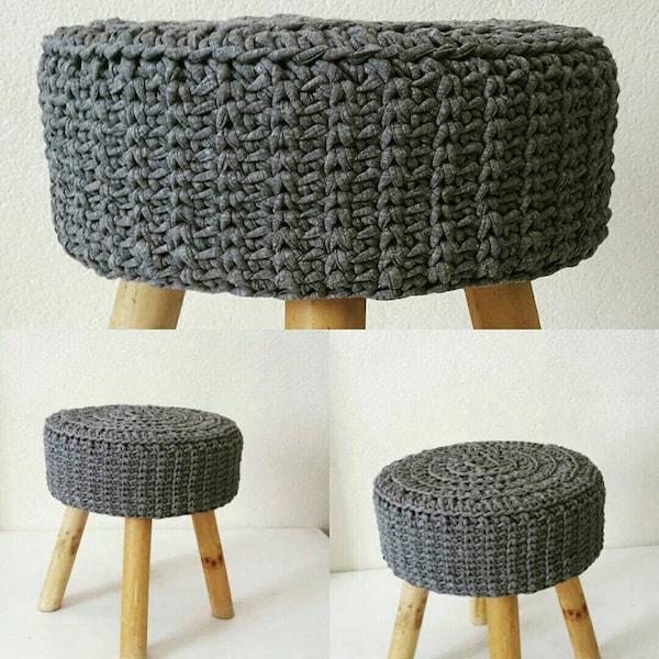 Housse tabouret rond sur mesure et couleurs au choix - Modèle "ARMELLE" - 100% coton