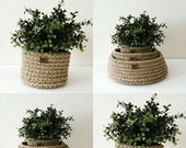 Handmade pot cover crocheted with a natural jute string