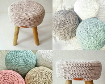 Housse tabouret rond sur mesure et couleurs au choix - Modèle "CHLOE" 100% coton