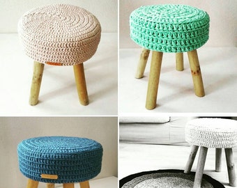 Housse tabouret rond sur mesure et couleurs au choix - Modèle "CHLOE" 100% coton