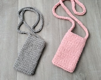 Pochette téléphone / smartphone bandoulière crochetée  fait main 100% coton COULEURS au choix