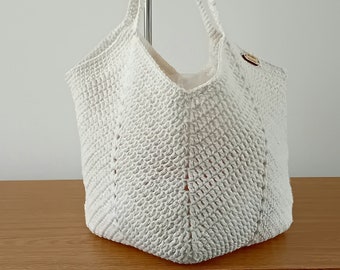 White Cotton Granny Tote Tulip Bag