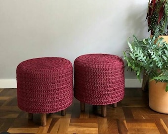 Runder Hockerbezug nach Maß und Farben nach Wahl – Modell „CHLOE“ aus 100 % Baumwolle