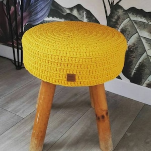 Custom-made round stool cover in a choice of colours - &quot;CHLOE&quot; model 100% cotton