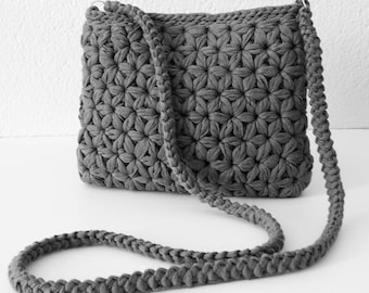 Sac point étoile/jasmin en bandoulière au crochet 100% coton couleurs au choix