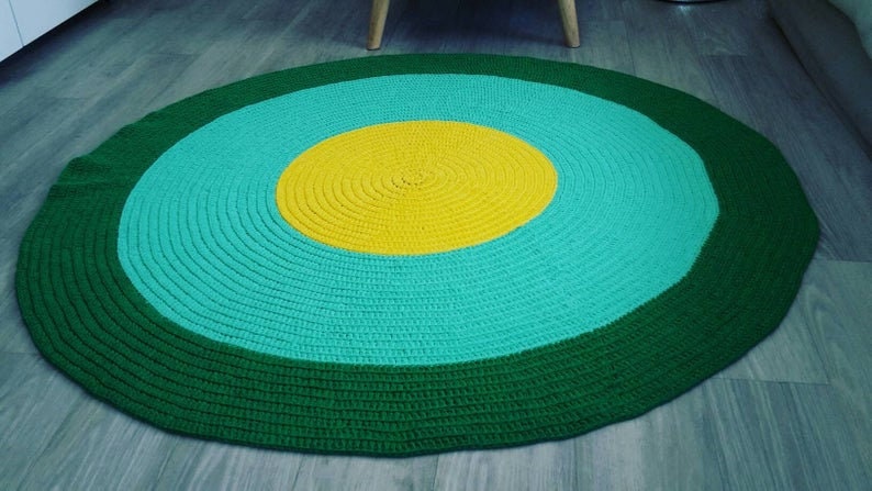 Tapis Rond Au Crochet Couleurs et Diametres Choix -Modèle Armelle 100% Coton