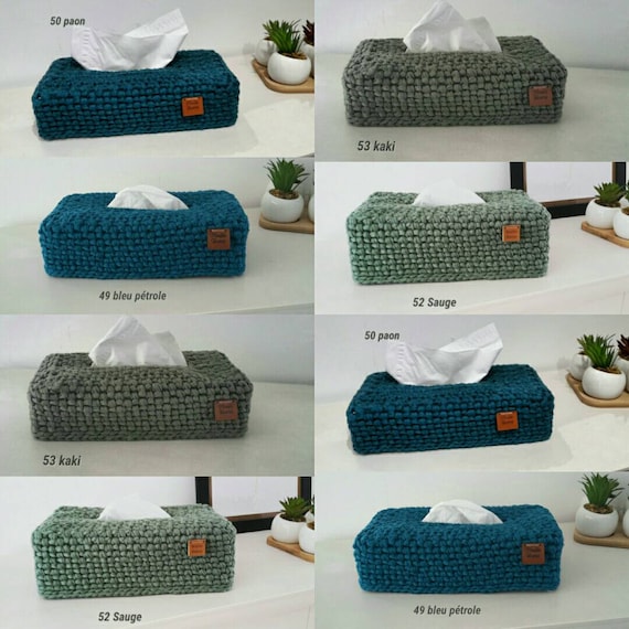 Copriscatola Quadrato OLETHA In Similpelle Effetto Goffrato, Colore Avorio, Per Fazzoletti 12,7x12,7 Cm, Con Cinturino In Velcro Regolabile