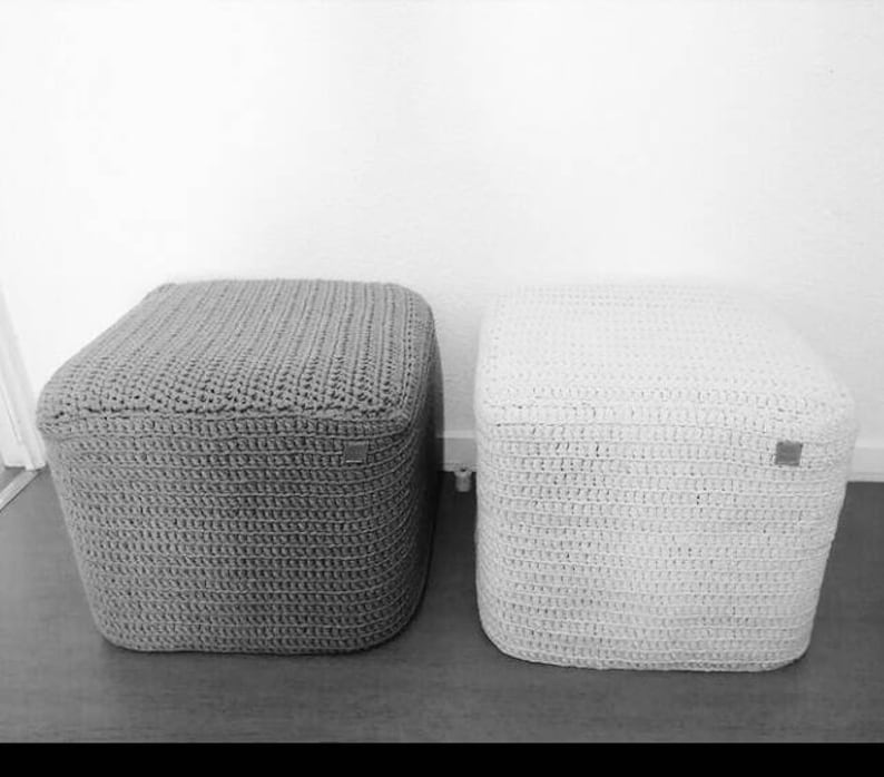 Custom-made square stool / pouf cover and colors of your choice HERMINE model 100% cotton image 10