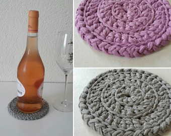 Dessous de bouteille  / sous-vase / napperon au crochet 100% coton coloris au choix