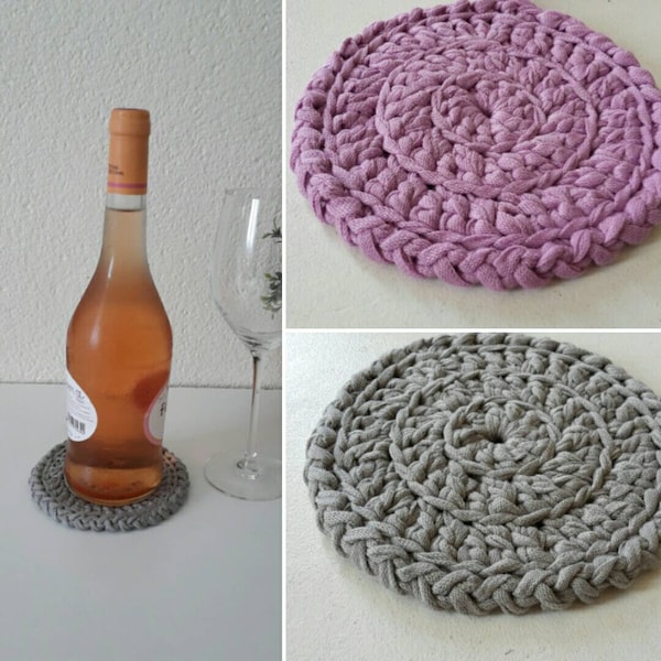 Dessous de bouteille  / sous-vase / napperon au crochet 100% coton coloris au choix