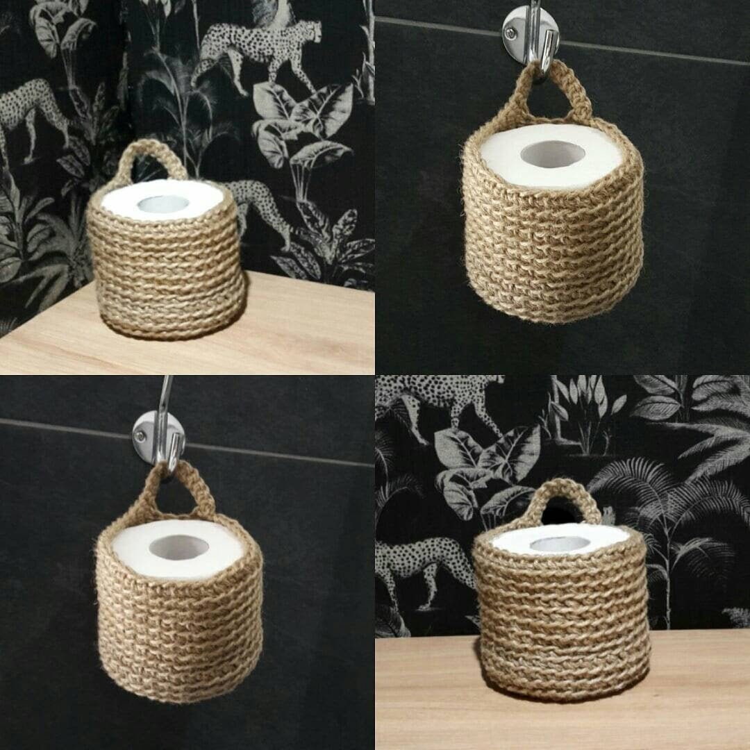 Pot à Suspendre Fait Main Crocheté avec Une Ficelle en Jute Écologique 100% Vegan