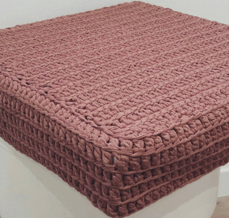 Custom-made square stool / pouf cover and colors of your choice HERMINE model 100% cotton image 8