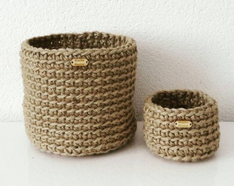 Cache-pot fait main crocheté avec une ficelle en jute  écologique 100% Vegan